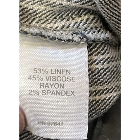 J Jill Women’s Linen Stretch Pants Size 10 Blue White Stripe Pull-On Lightweight - Picture 10 of 14